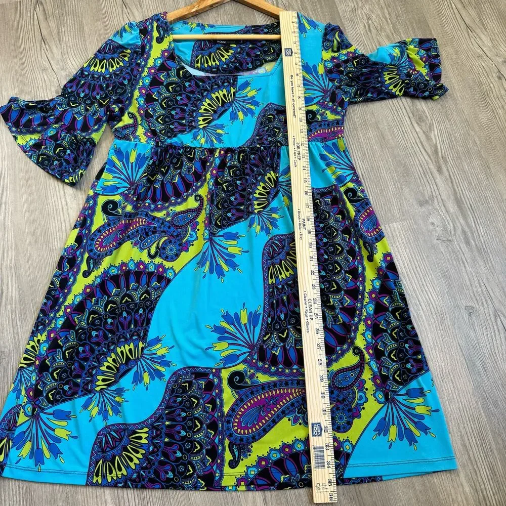 Ronni Nicole Retro Midi Dress Women’s Plus Size 14 Paisley Slinky Boho Babydoll